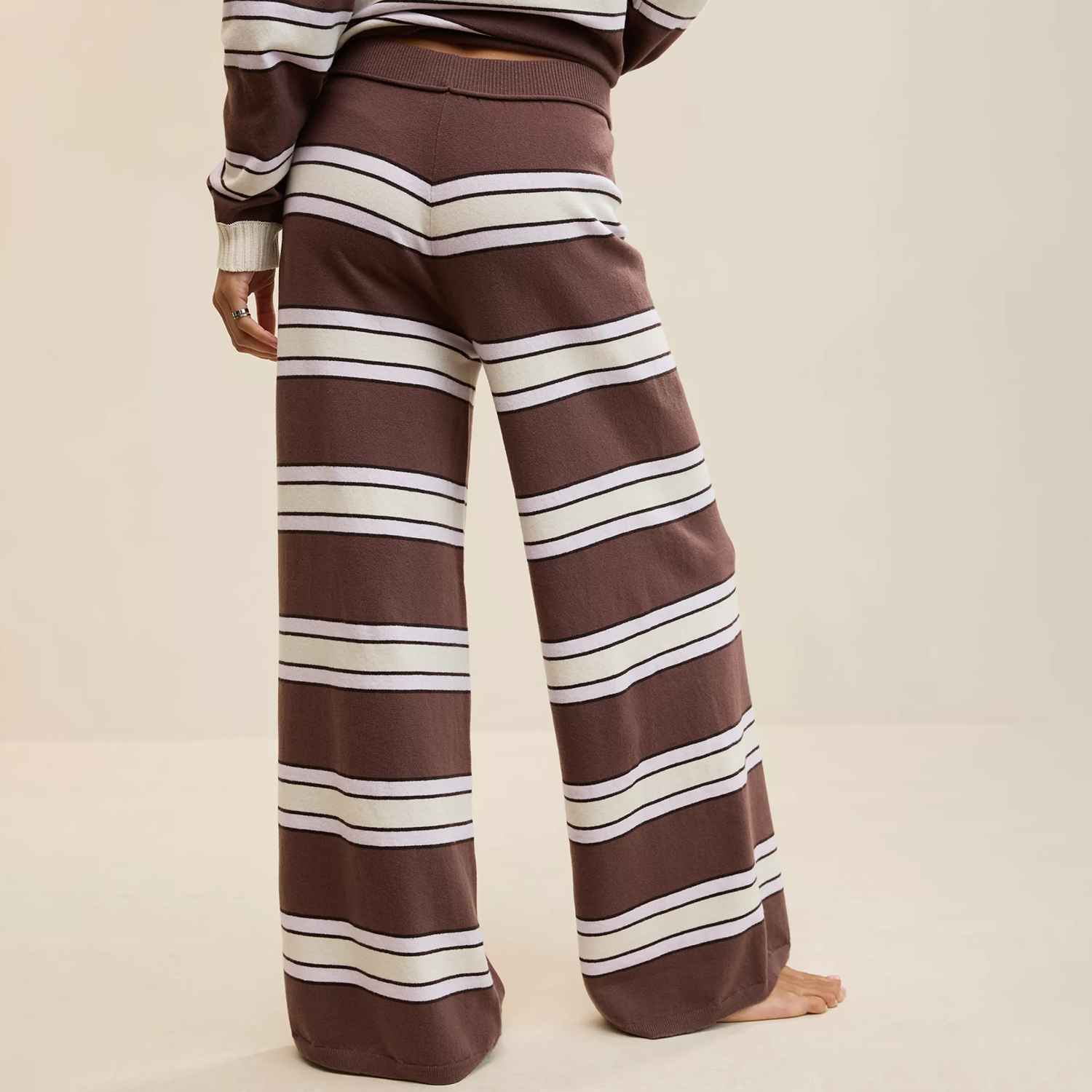 Elastic Waist Full‑Length Straight‑Leg Casual Trousers