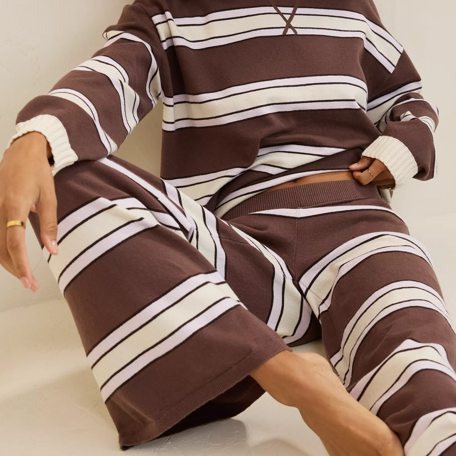 Elastic Waist Full‑Length Straight‑Leg Casual Trousers
